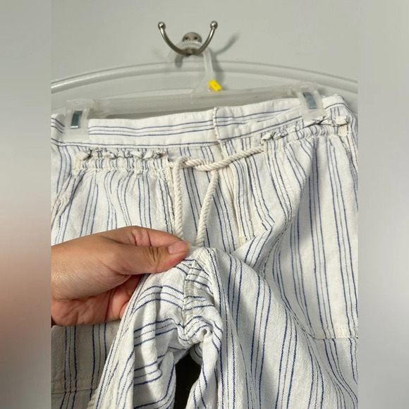 Anthropologie Off White Linen Blend Summer Beachy striped pants size XS - Picture 11 of 16
